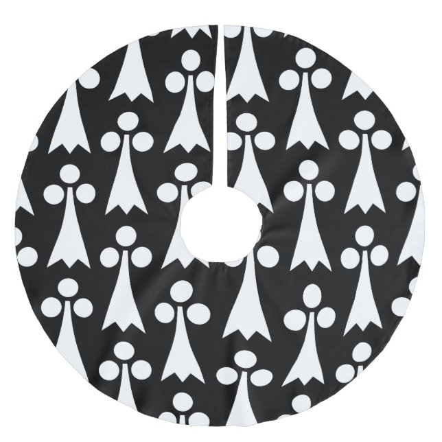 Ermine Pattern, Medieval Pattern, White on Black Brushed Polyester Tree Skirt (Front)