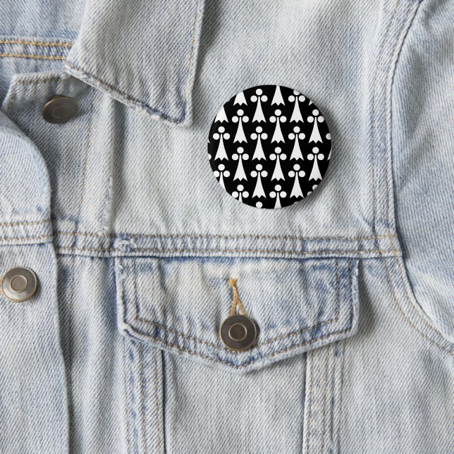 Ermine Pattern, Medieval Pattern, White on Black Button (In Situ)