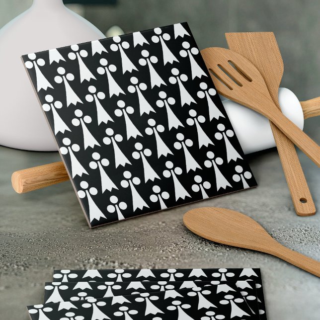 Ermine Pattern, Medieval Pattern, White on Black Ceramic Tile (Creator Uploaded)