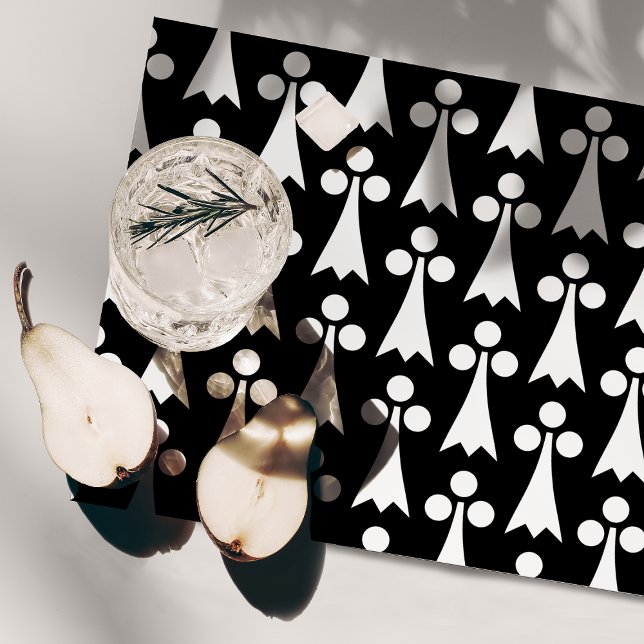 Ermine Pattern, Medieval Pattern, White on Black Cloth Placemat (Creator Uploaded)