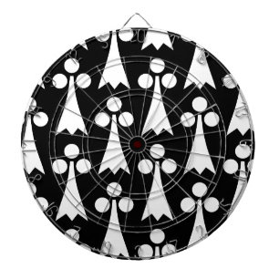Ermine Pattern, Medieval Pattern, White on Black Dart Board