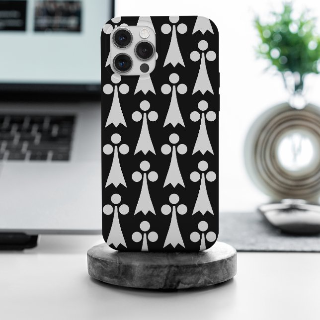 Ermine Pattern, Medieval Pattern, White on Black iPhone Case (Creator Uploaded)