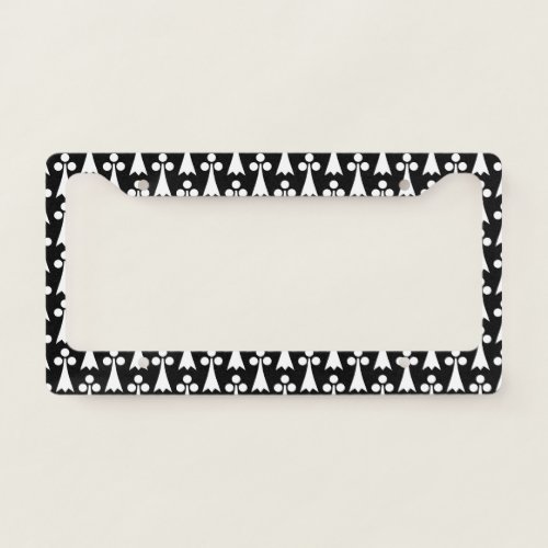 Ermine Pattern Medieval Pattern White on Black License Plate Frame