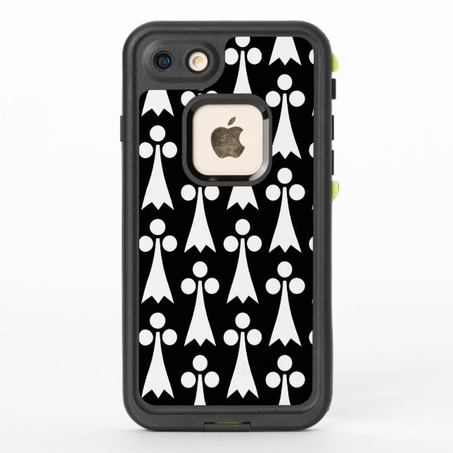 Ermine Pattern, Medieval Pattern, White on Black LifeProof iPhone Case (Back)
