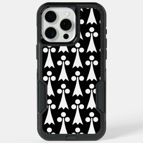 Ermine Pattern Medieval Pattern White on Black iPhone 15 Pro Max Case