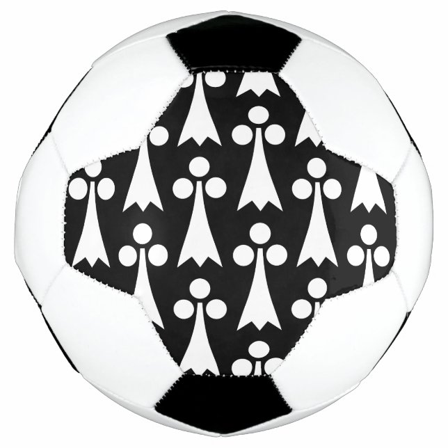 Ermine Pattern, Medieval Pattern, White on Black Soccer Ball (Front)