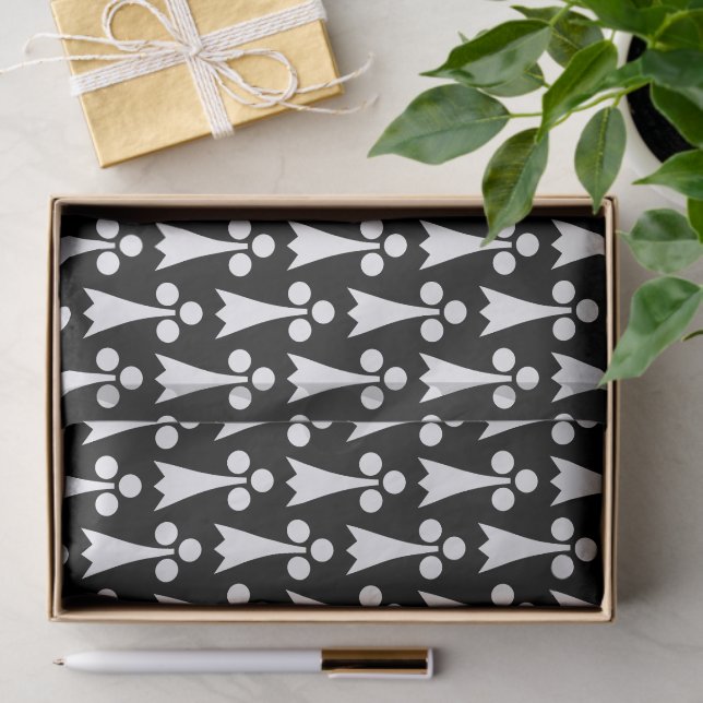 Ermine Pattern, Medieval Pattern, White on Black Tissue Paper (Gift)