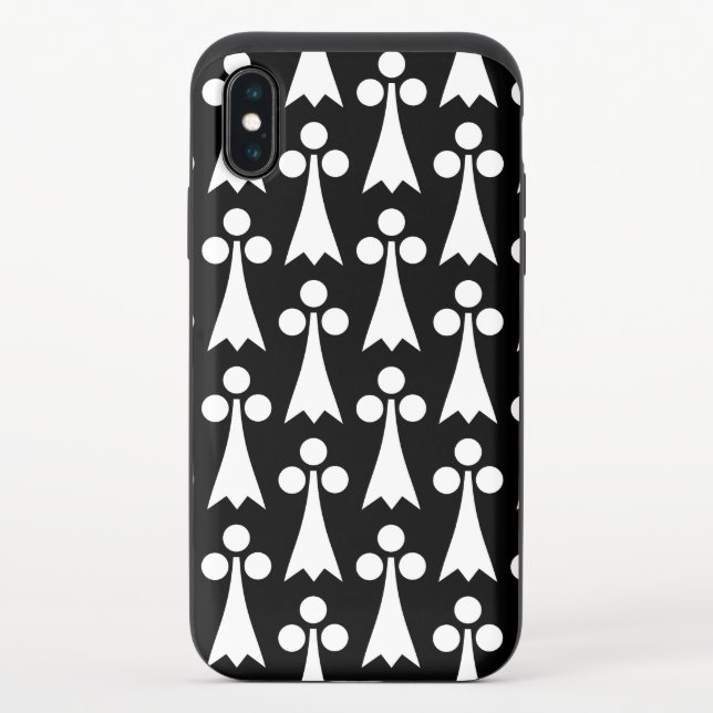 Ermine Pattern, Medieval Pattern, White on Black Uncommon iPhone Case (Back)