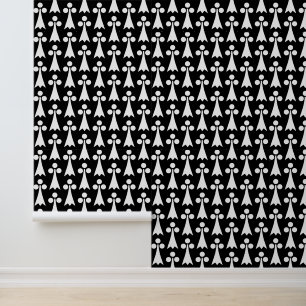 Ermine Pattern, Medieval Pattern, White on Black Wallpaper