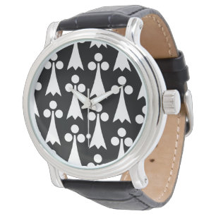 Ermine Pattern, Medieval Pattern, White on Black Watch