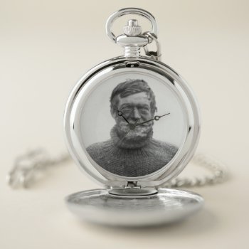 Ernest Shackleton Antarctic Explorer Leader Beard Pocket Watch by LiteraryLasts at Zazzle
