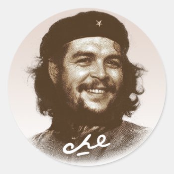 Ernesto Che Guevara Smile Classic Round Sticker by tempera70 at Zazzle