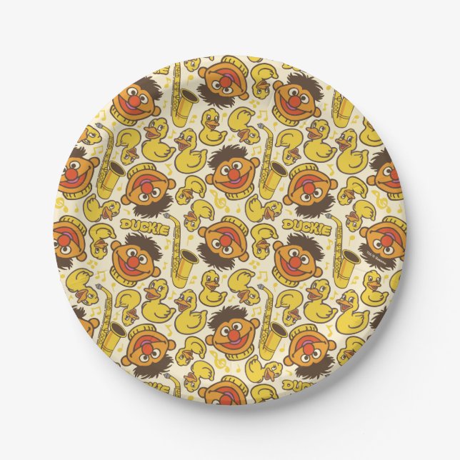 Ernie and Rubber Duckie Pattern Paper Plates (Front)