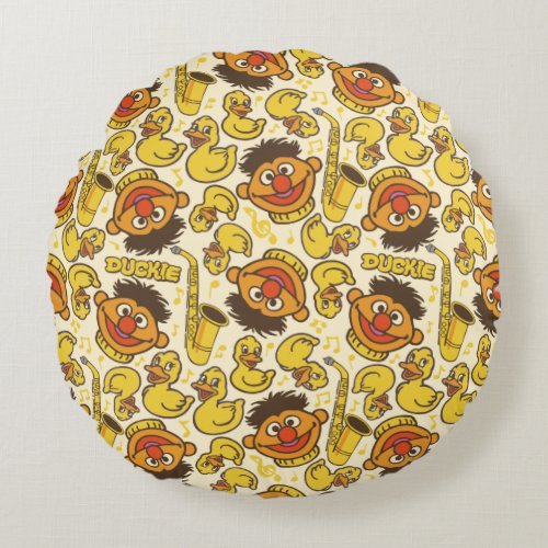 Ernie and Rubber Duckie Pattern Round Pillow