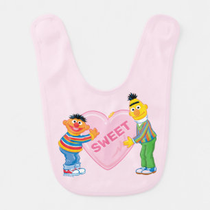 Ernie & Bert Big Valentine's Heart Baby Bib