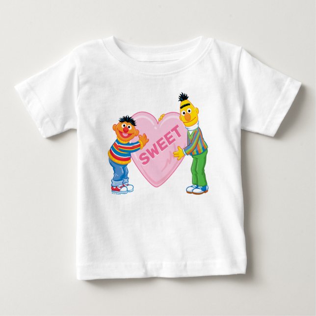 Ernie & Bert Big Valentine's Heart Baby T-Shirt (Front)