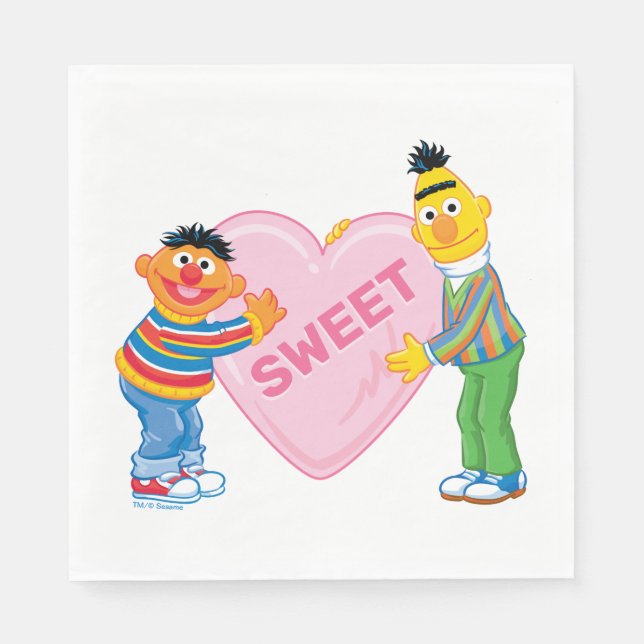 Ernie & Bert Big Valentine's Heart Napkins (Front)