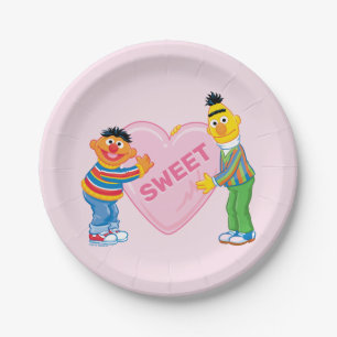 Ernie & Bert Big Valentine's Heart Paper Plates