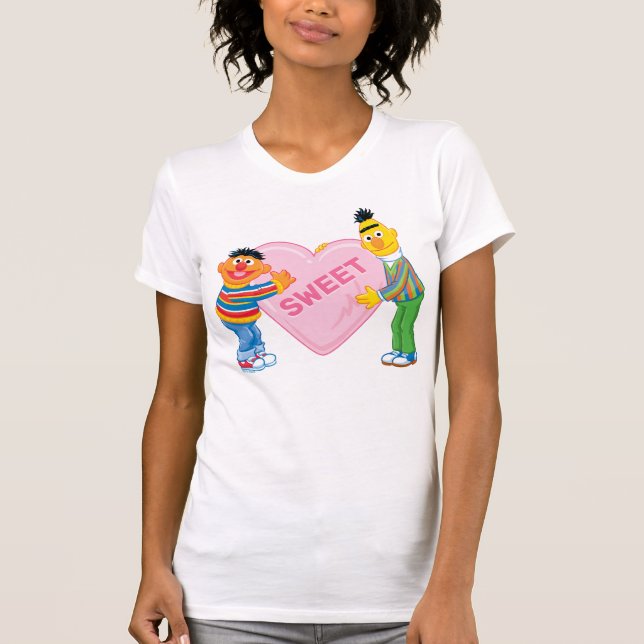 Ernie & Bert Big Valentine's Heart T-Shirt (Front)