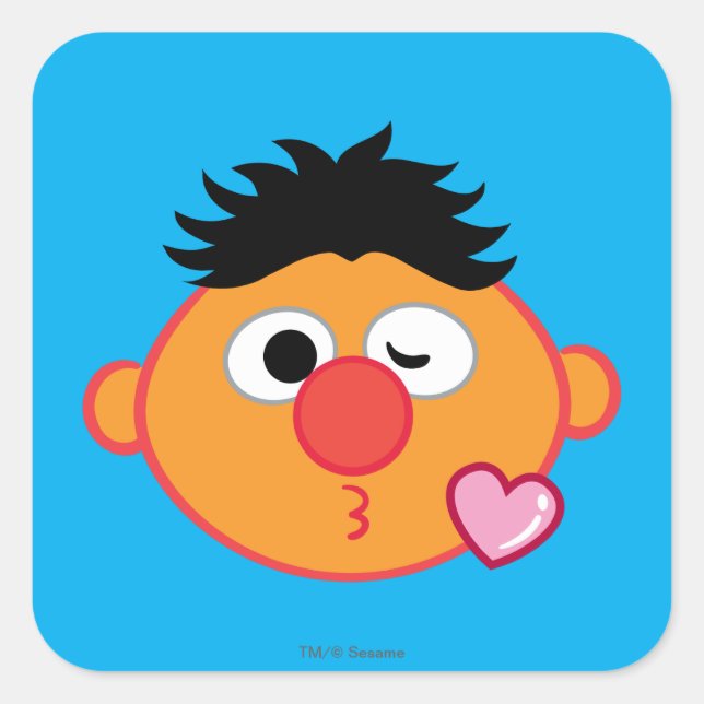 Ernie Face Throwing a Kiss Square Sticker (Front)