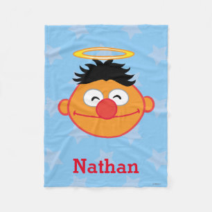 Ernie Smiling Face with Halo Add Your Name Fleece Blanket