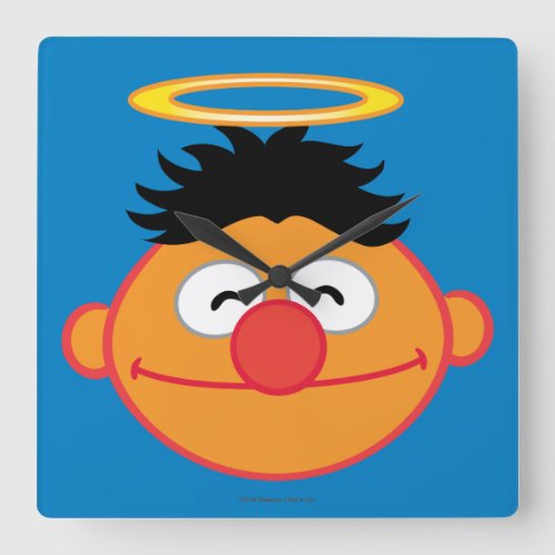 Ernie Smiling Face with Halo Square Wall Clock