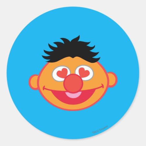 Ernie Smiling Face with Heart_Shaped Eyes Classic Round Sticker