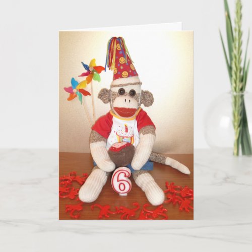 Ernie the Sock Monkey 6th Birthday Card