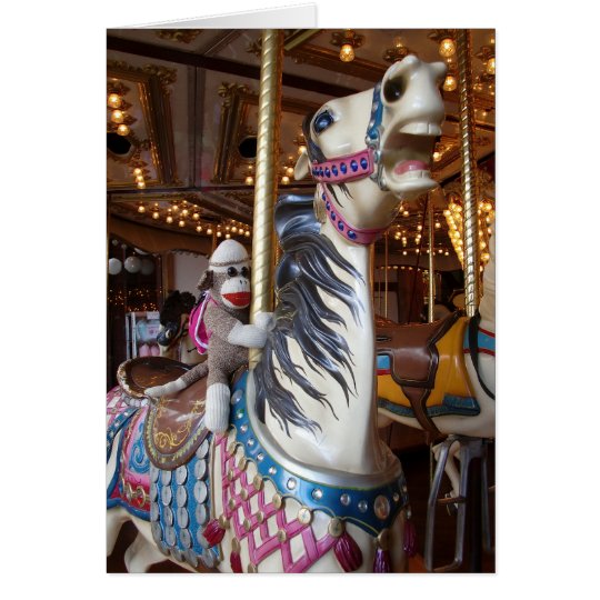 Ernie the Sock Monkey Carousel Horse Note Card
