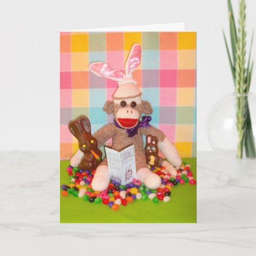 Ernie the Sock Monkey Choco Bunnies Easter Card