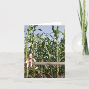 Ernie the Sock Monkey Corn Field Note Card