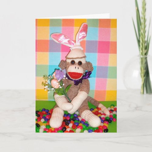 Ernie the Sock Monkey Easter Bouquet Card