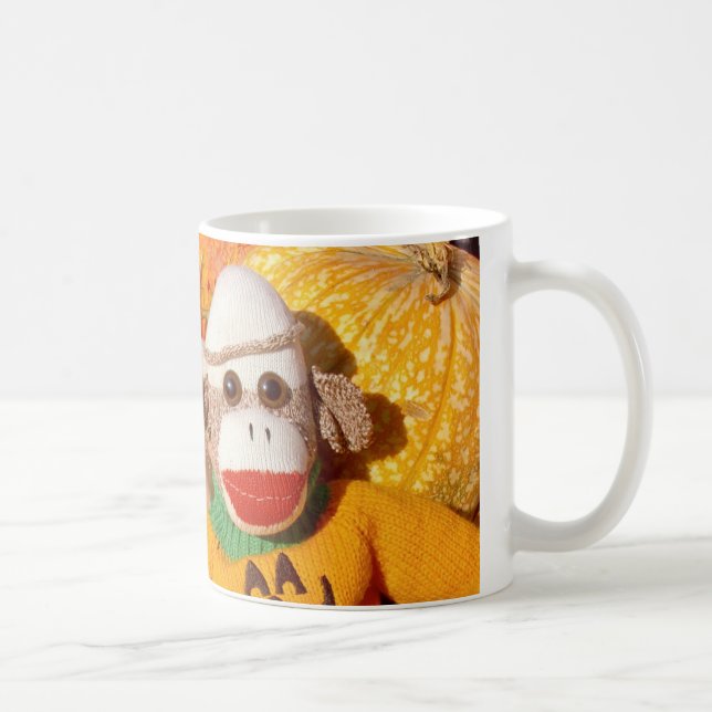 Ernie the Sock Monkey Halloween Pumpkin Mug (Right)