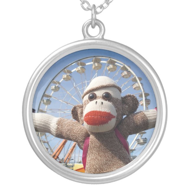 Ernie the Sock Monkey Necklace - at the fair (Front)