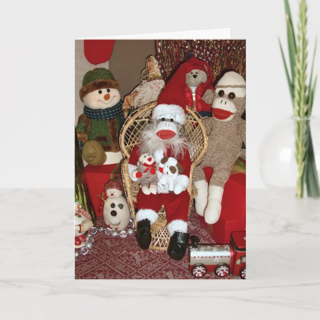 Ernie the Sock Monkey Santa Card (Front)