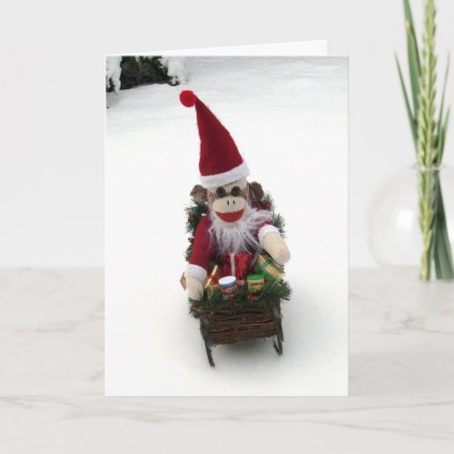 Ernie the Sock Monkey Santa Christmas Card