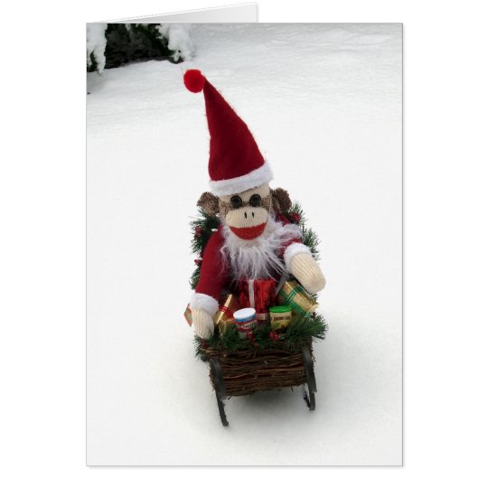 Ernie the Sock Monkey Santa Christmas Card