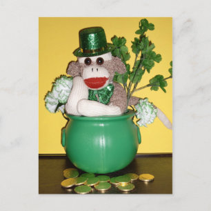 Ernie the Sock Monkey St. Patrick's Day Postcard
