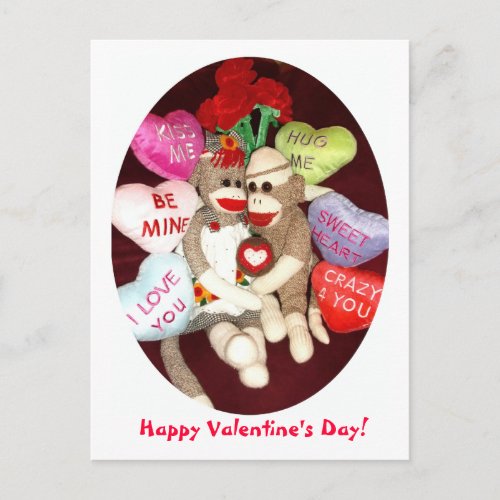 Ernie the Sock Monkey Valentines Day Postcard