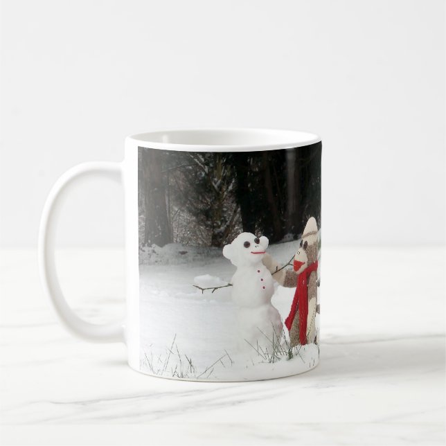 Ernie the Sock Monkey Winter Snow Fun Mug (Left)