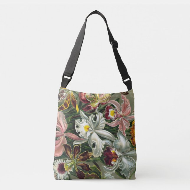 Ernst Haeckel Art Print:Orchidae Oncidiums, tulips Crossbody Bag (Front)