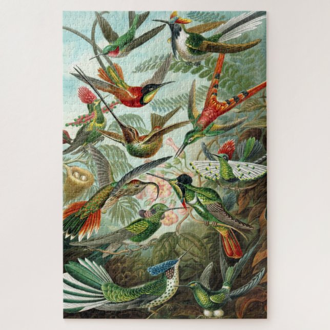 Ernst Haeckel Hummingbirds Vintage Bird Chart Jigsaw Puzzle (Vertical)