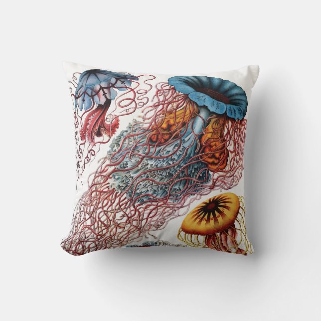 Ernst Haeckel Jellyfish Throw Pillow (Front)