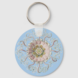 Ernst Haeckel Nautical Pink Jellyfish Medusa Keychain