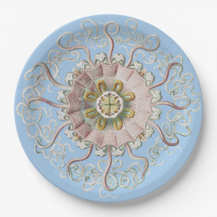 Ernst Haeckel Nautical Pink Jellyfish Medusa Paper Plates