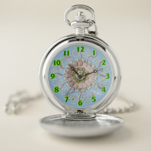 Ernst Haeckel Nautical Pink Jellyfish Medusa Pocket Watch