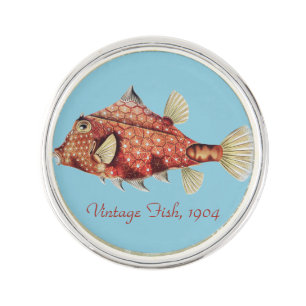 Ernst Haeckel Nautical Red Boxfish Sea Life Lapel Pin
