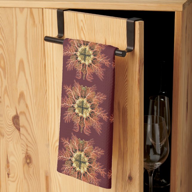 Ernst Haeckel Nautical Tunicate Red Sea Life Art Kitchen Towel (Thirds Fold)