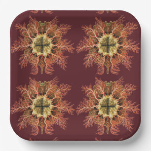 Ernst Haeckel Nautical Tunicate Red Sea Life Art Paper Plates