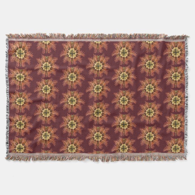 Ernst Haeckel Nautical Tunicate Red Sea Life Art Throw Blanket (Front)